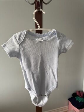 Shabby Chic Light Blue Ribbed Baby One-Piece Bodysuit